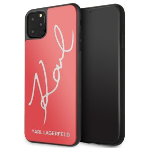 Karl Lagerfeld iPhone 11 Pro Max Glitter Signature (KLHCN65DLKSRE) hátlap, tok, piros