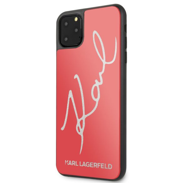 Karl Lagerfeld iPhone 11 Pro Max Glitter Signature (KLHCN65DLKSRE) hátlap, tok, piros