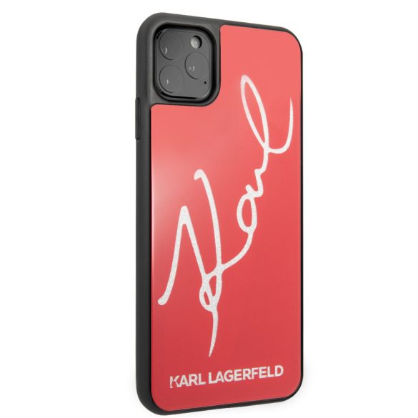 Karl Lagerfeld iPhone 11 Pro Max Glitter Signature (KLHCN65DLKSRE) hátlap, tok, piros