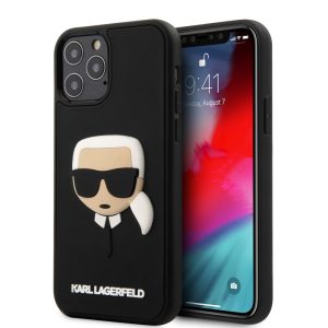 Karl Lagerfeld iPhone 12 Pro Max 3D Rubber Karl Head (KLHCP12LKH3DBK) hátlap, tok, fekete