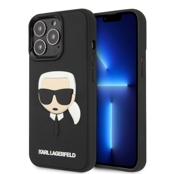 Karl Lagerfeld iPhone 13 Pro 3D Rubber Karl's Head (KLHCP13LKH3DBK) hátlap, tok, fekete