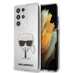 Karl Lagerfeld Samsung Galaxy S21 Ultra Karl Head (KLHCS21LKTR) hátlap, tok mintás, átlátszó