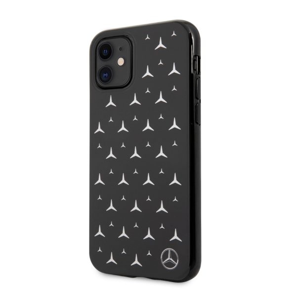 Mercedes iPhone 11 Silver Stars Pattern (MEHCN61ESPBK) hátlap, tok, fekete