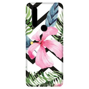 Casegadget Xiaomi Mi CC9/Mi A3 Lite Pink Flower And Leaves, hátlap, tok, mintás, színes