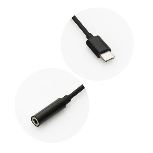 Type C - 3,5mm mini jack átalakító adapter, fekete