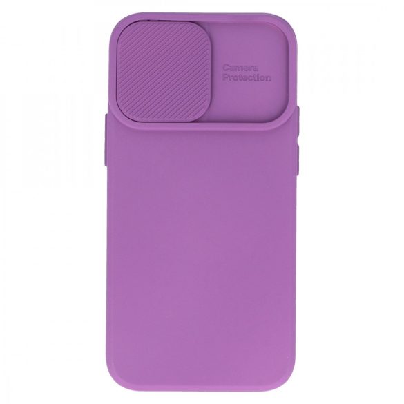 Silicone Camshield iPhone 14 Pro Max hátlap, tok, lila