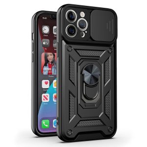 Slide Camera Armor Case iPhone 14 Pro Max ütésálló hátlap, tok, fekete