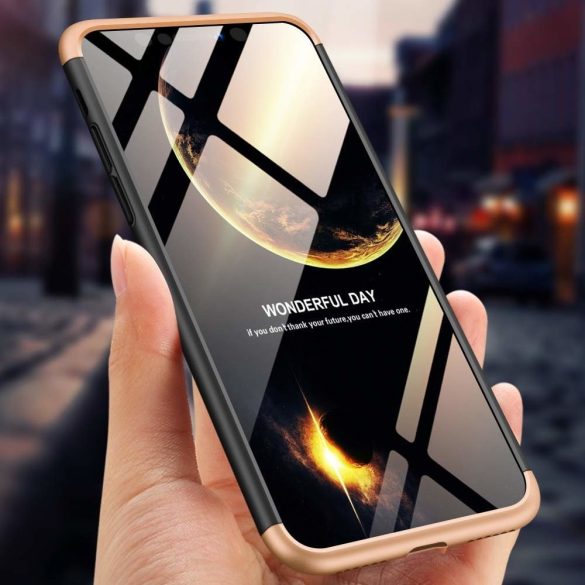 Full Body Case 360 iPhone Xs Max, hátlap, tok, logo szabadon, fekete-arany